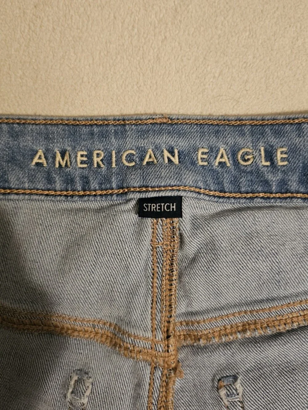 AMERICAN EAGLE Wms Baggy Wide-Leg Low-Rise Stretch Jeans Light Blue Sz 8 Regular